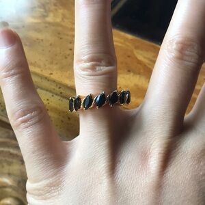 Natural Black Spinel Sterling Silver Ring